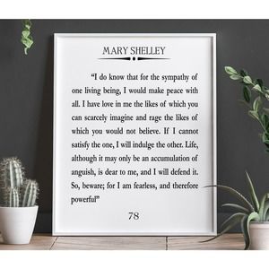 Frankenstein Book Quote By Mary Shelley Halloween Decor